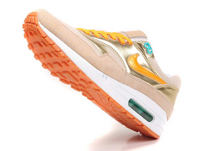 Nike Air Max 1 87 fourrure chaussures des femmes en or blanc (2)